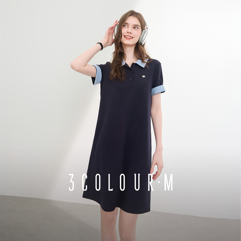 【大叔专享】D402FM20EL20三彩2025夏季新款学院风Polo裙正肩dbx