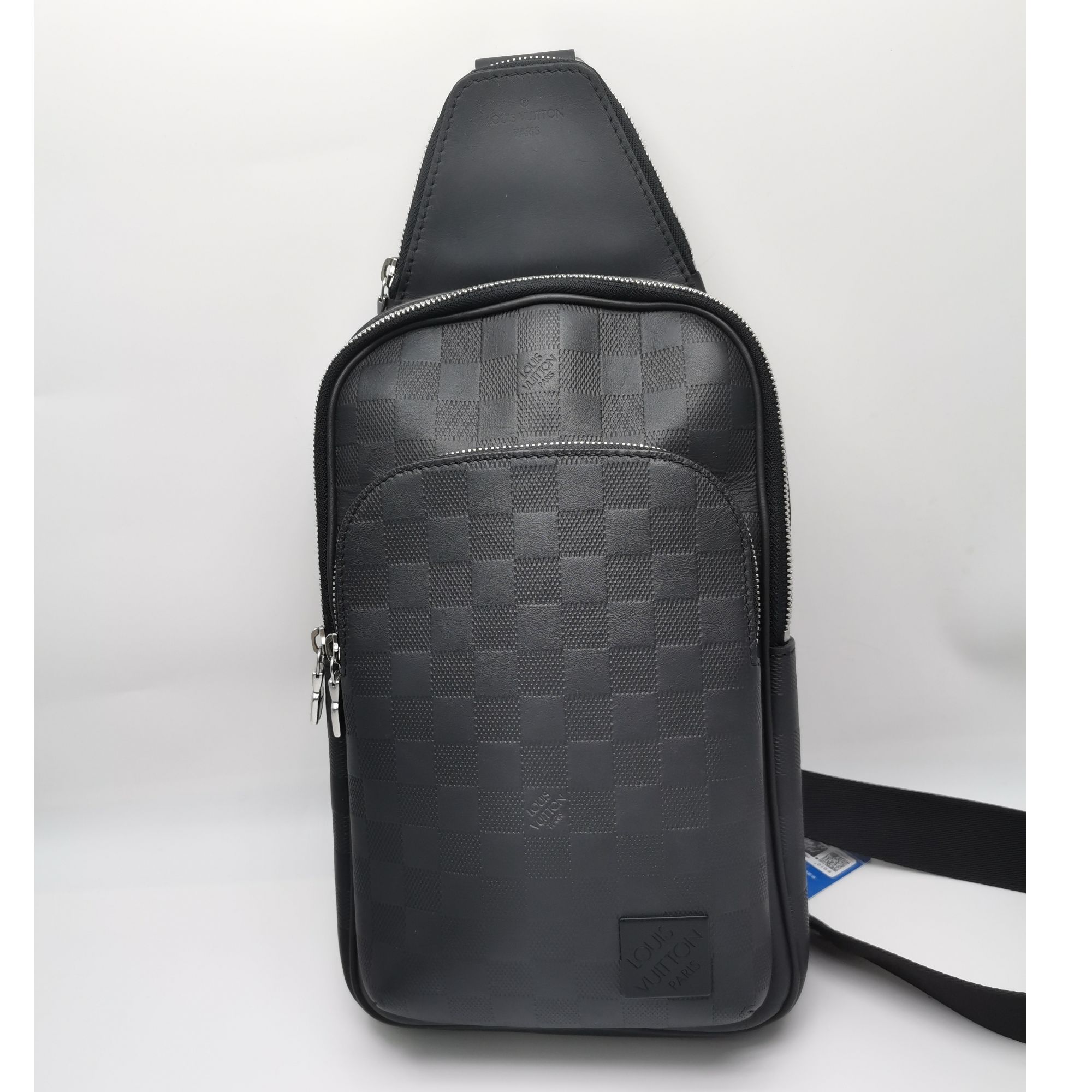 99新 LouisVuitton/路易威登 98新 17921 LV黑棋盘格全皮胸包