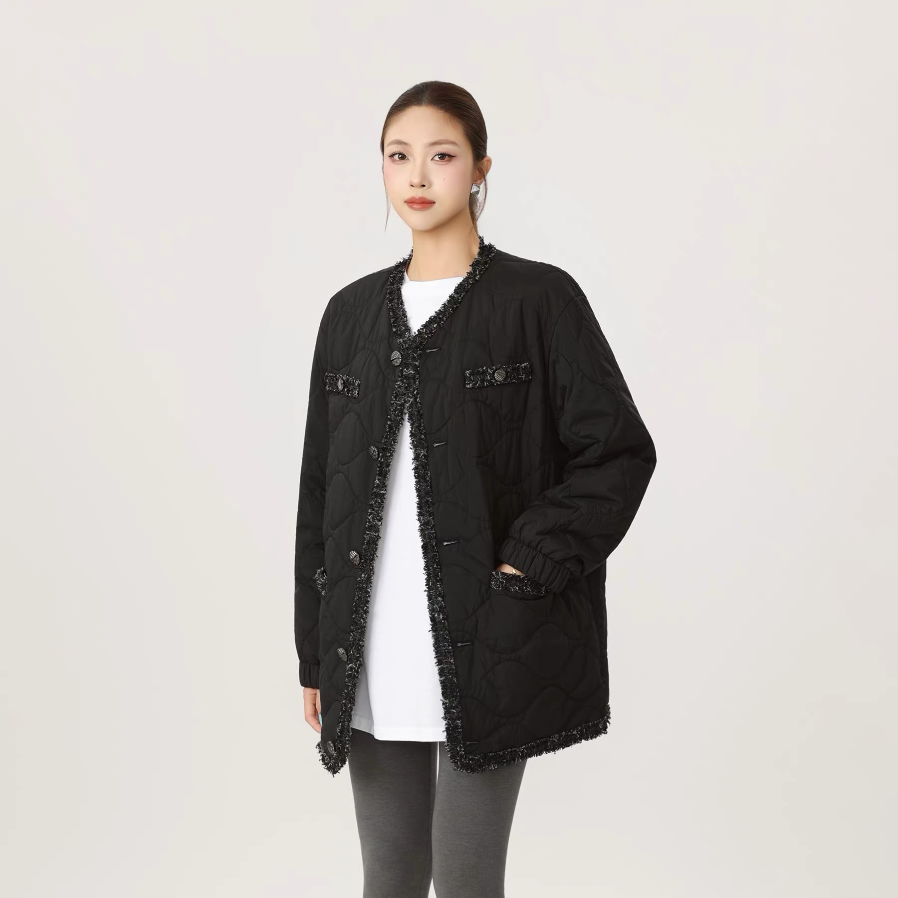AMASS/阿玛施落肩袖棉服秋冬多红工装夹克秋冬简约保暖短款540040