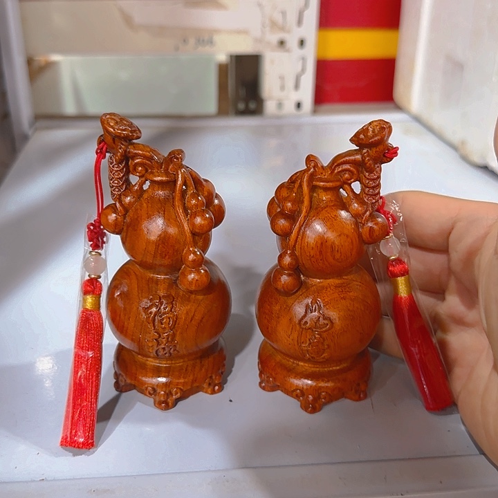 木花梨木12福禄如意葫芦一对