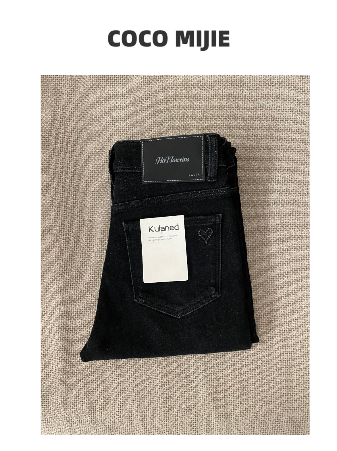 NZK-3850上新加绒休闲爱心标烟管休闲牛仔裤