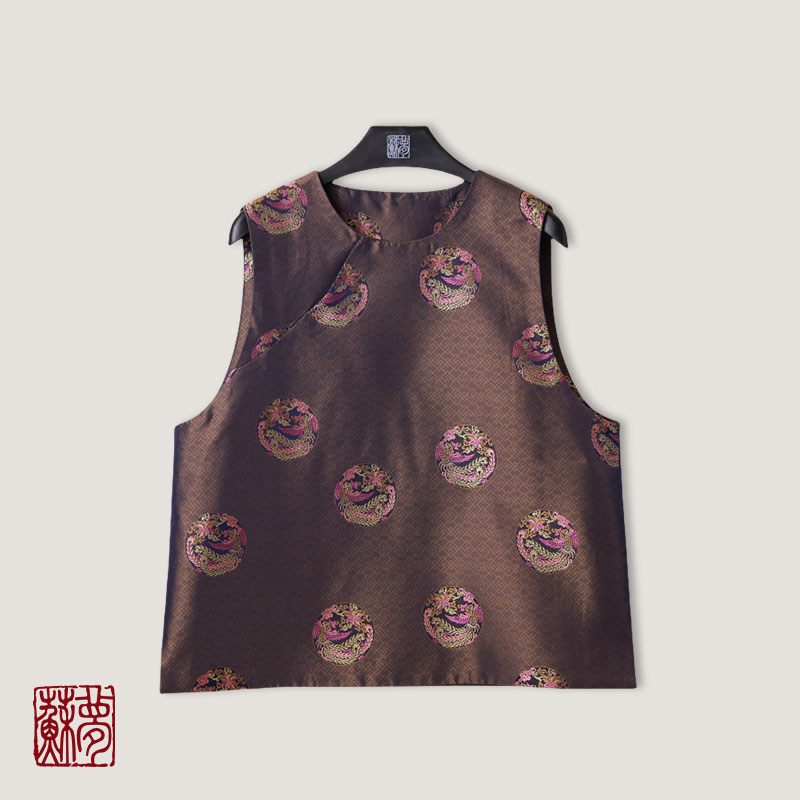 蘇夢【紫麟凤仪】百搭实穿中式圆领斜襟马甲0104402