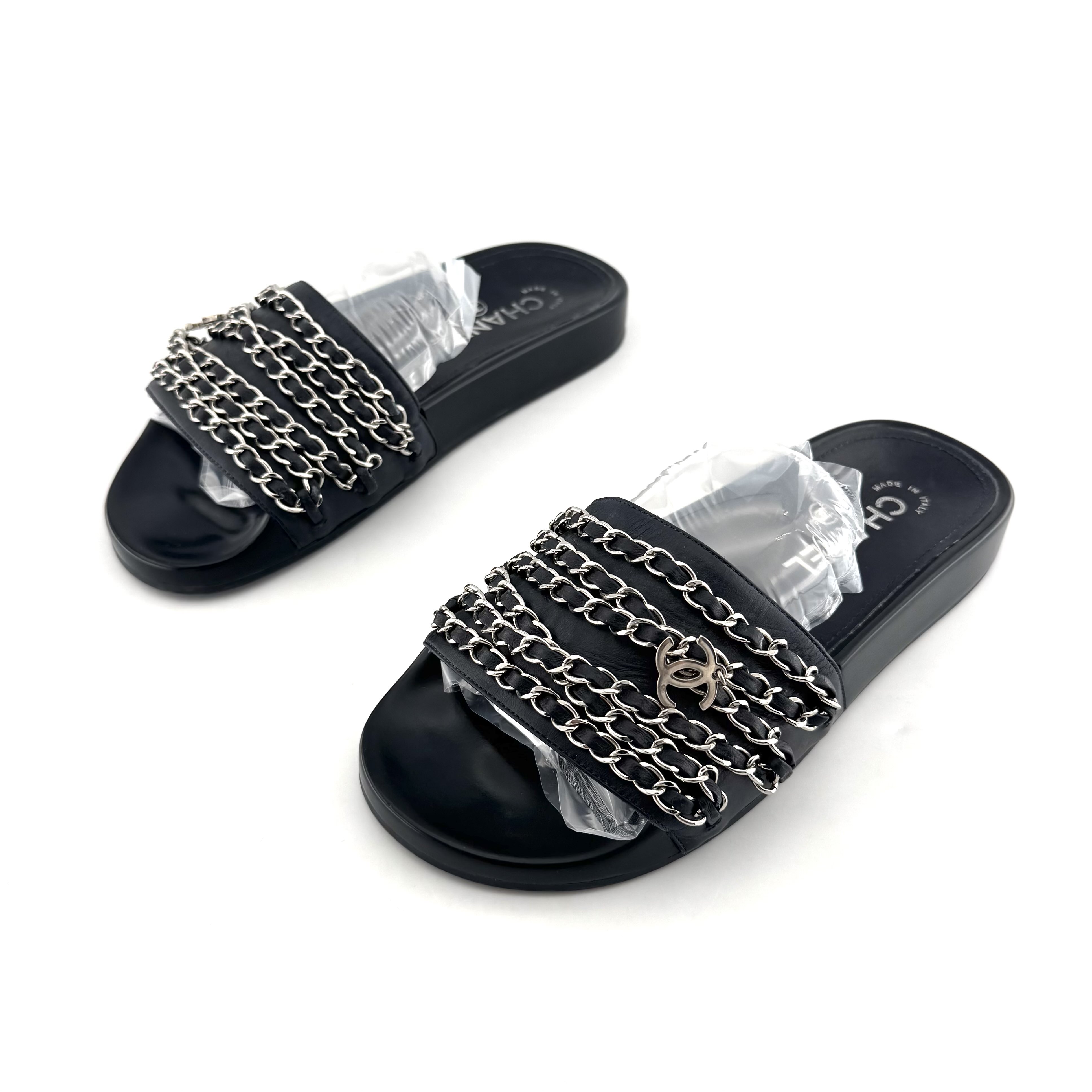 99新 Chanel/香奈儿 CHANEL/香奈儿 36码 徽标一字拖鞋 D8660