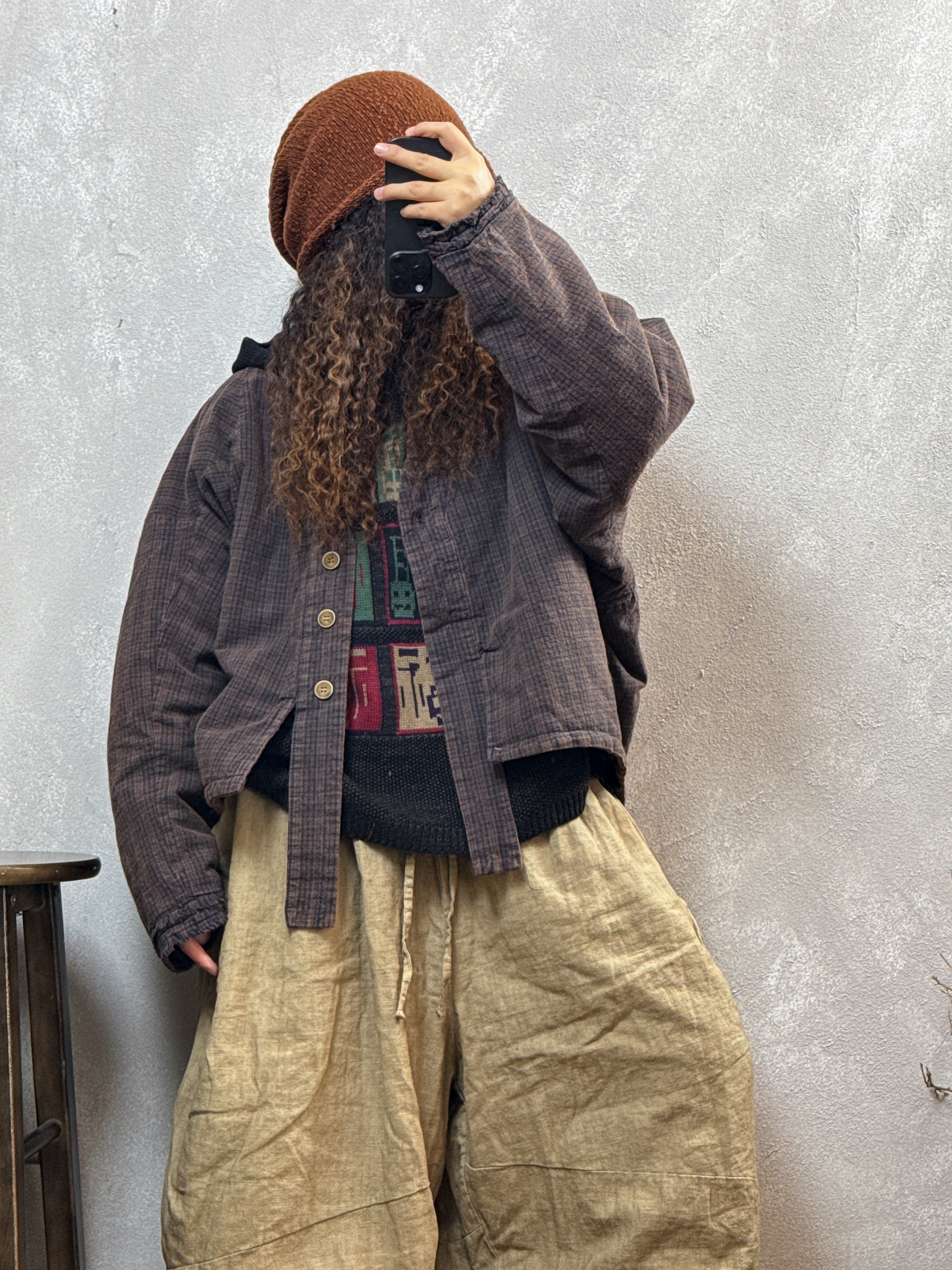 冬季新款老布夹棉吊带开衫棉衣