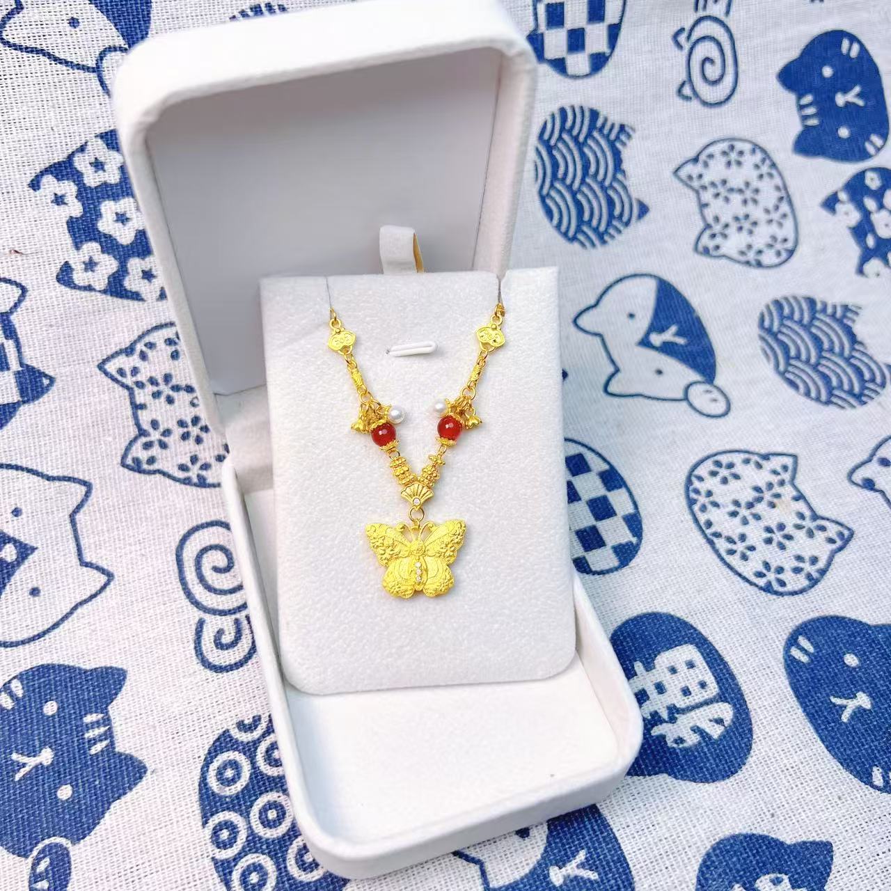 金御缘珠宝古法足金999国风蝴蝶套链时尚精致百搭气质