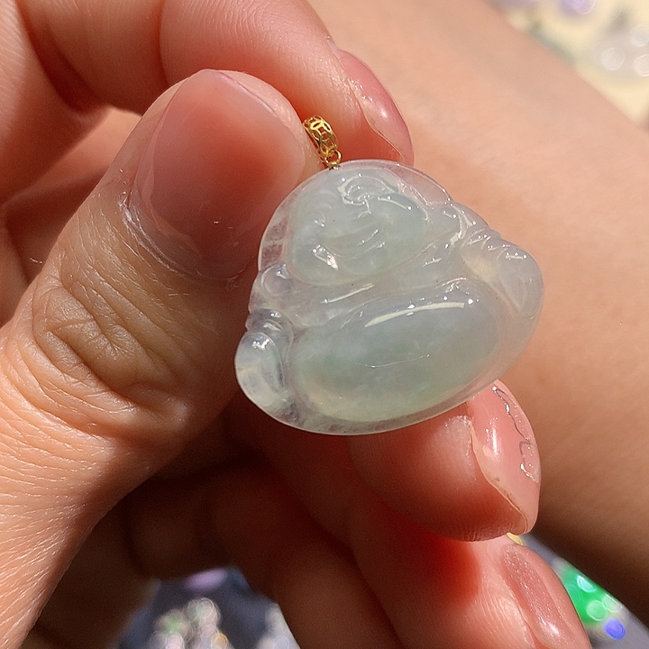 翡翠吊坠(不含链)18K金镶嵌