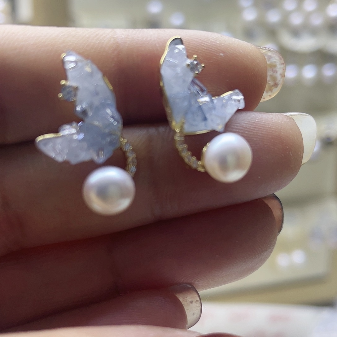 淡水珍珠耳饰银S925镶嵌