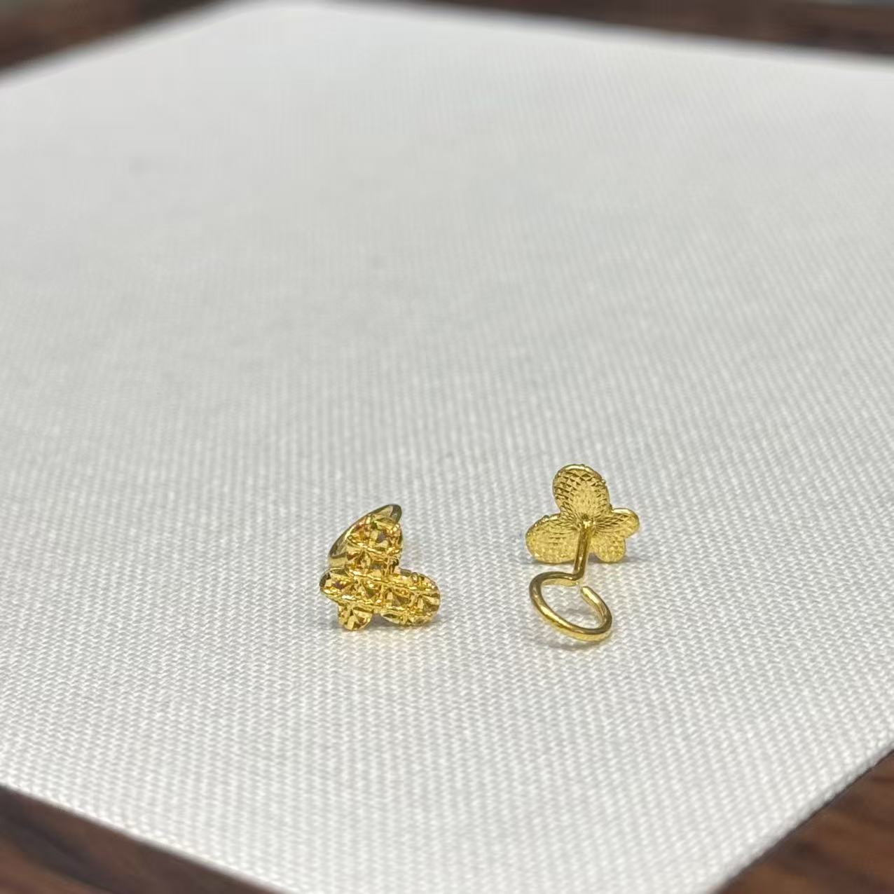 E【幻彩绕丝蝴蝶弯钩耳钉】-足金999精工5G耳饰