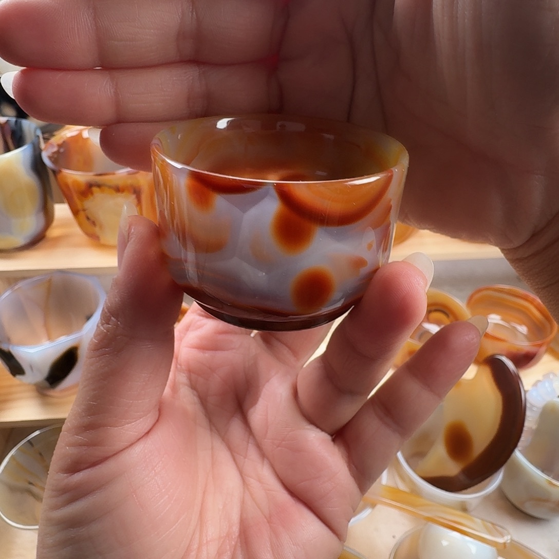 【***超玛瑙/玉髓未镶嵌茶杯