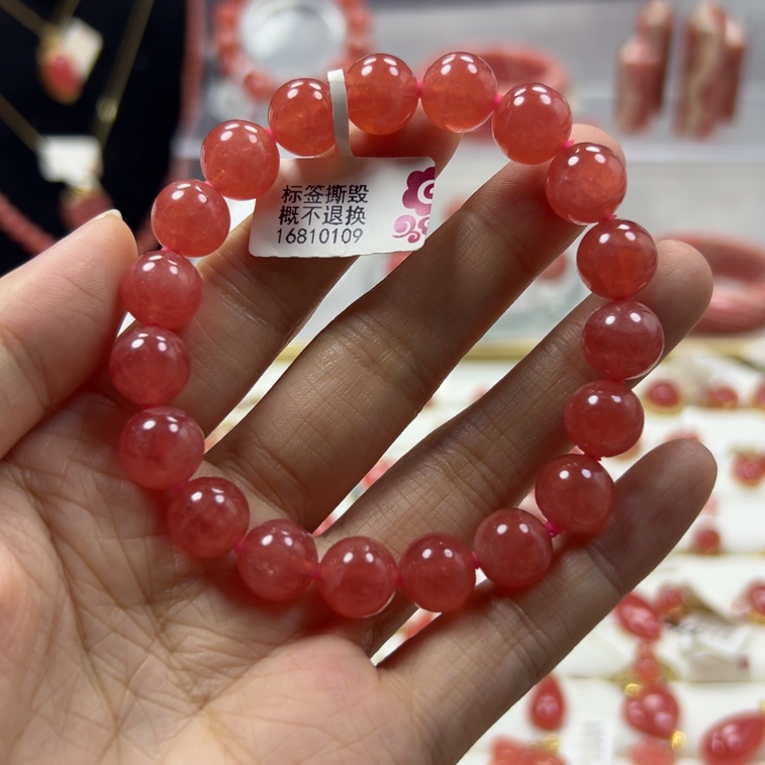 未镶嵌菱锰矿（红纹石）手串