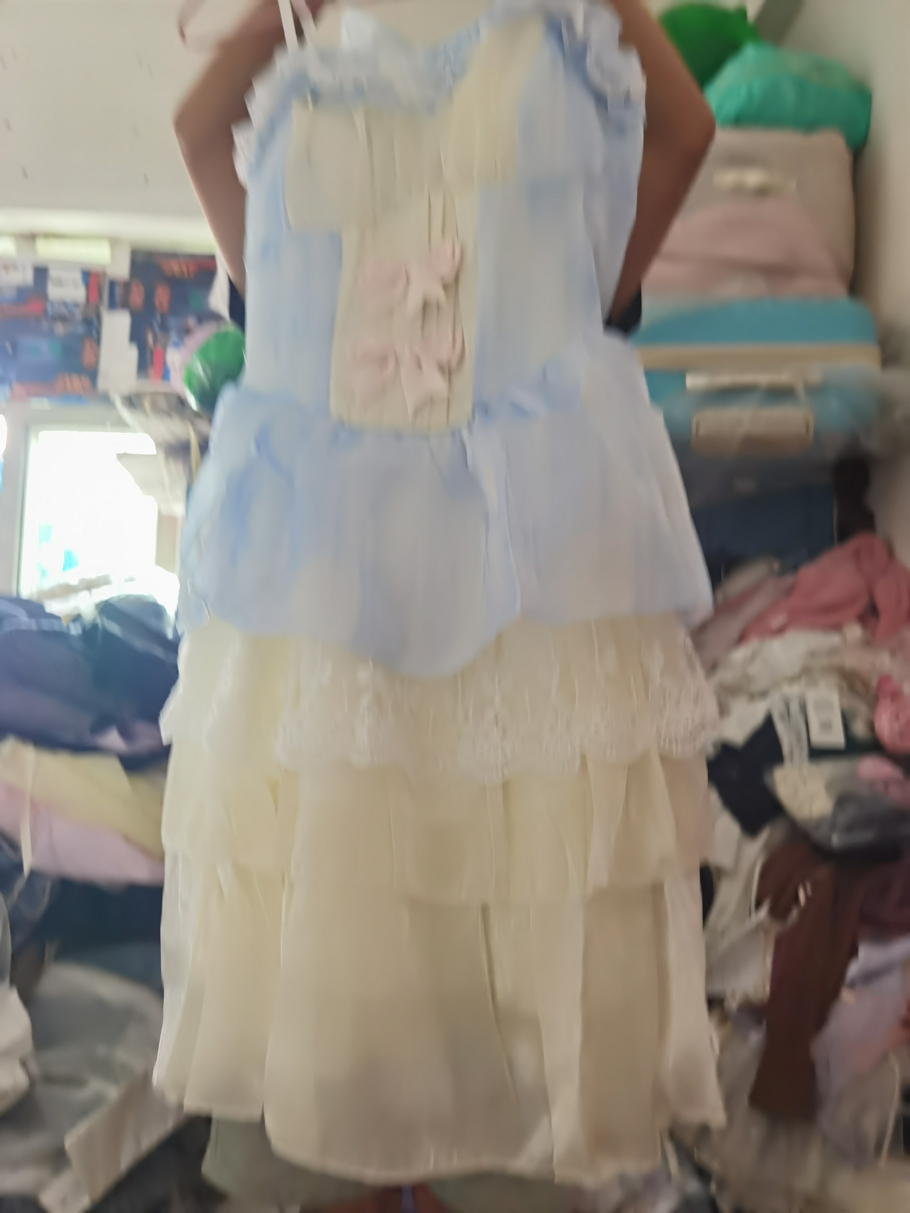 夏日软萌风挂脖吊带蝴蝶结蓬蓬短裙女款深v设计