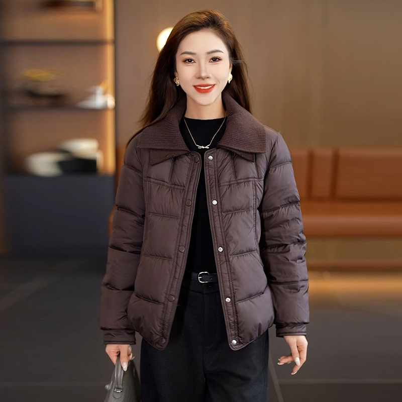 时尚翻领短款棉服女2025冬季新款宽松显瘦石墨烯保暖休闲棉衣外套