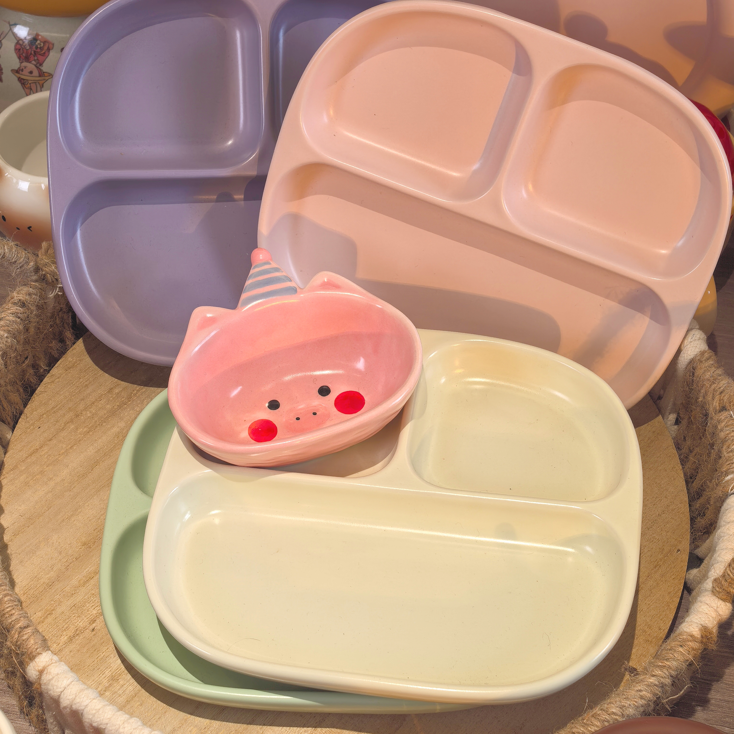 哑光纯色质感分餐盘陶瓷分餐盘小碗