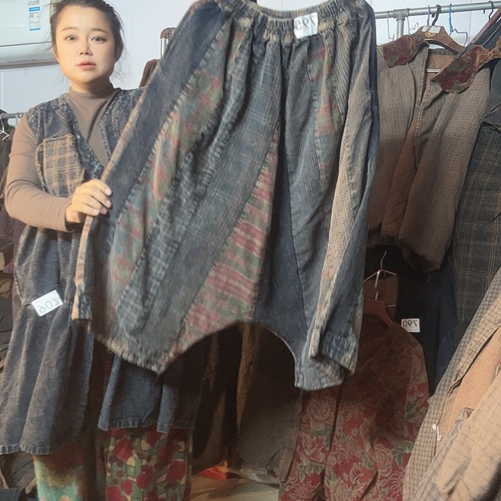 古布拼接大裆裤795