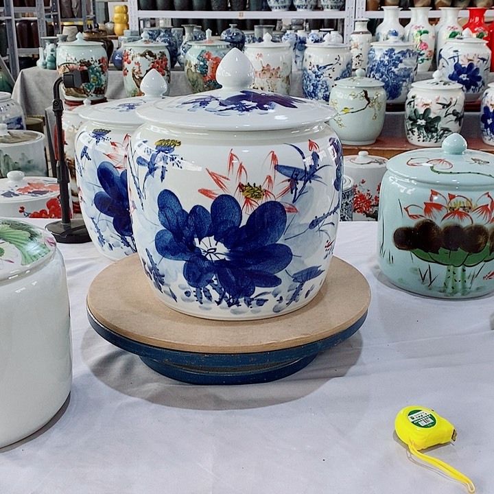 罐后*青花外盖20斤陶瓷储物罐