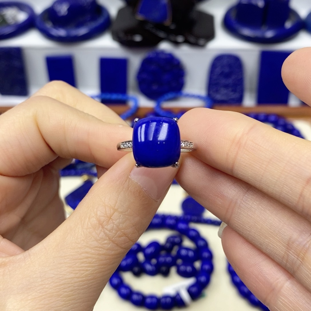 青金石戒指银S925镶嵌