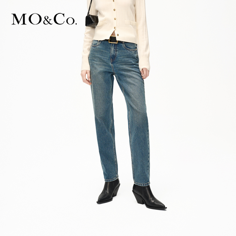 【陈大可专属】MOCO冬洗水高腰九分小锥形土耳其棉牛仔裤MBC4JEN005