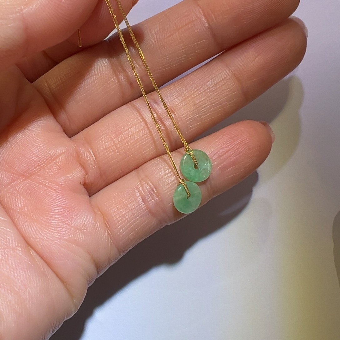 翡翠耳饰18K金镶嵌耳环