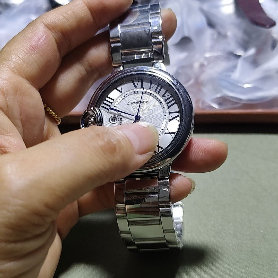 精钢材质自动机械蓝气球中性腕表36.6mm经典款式
