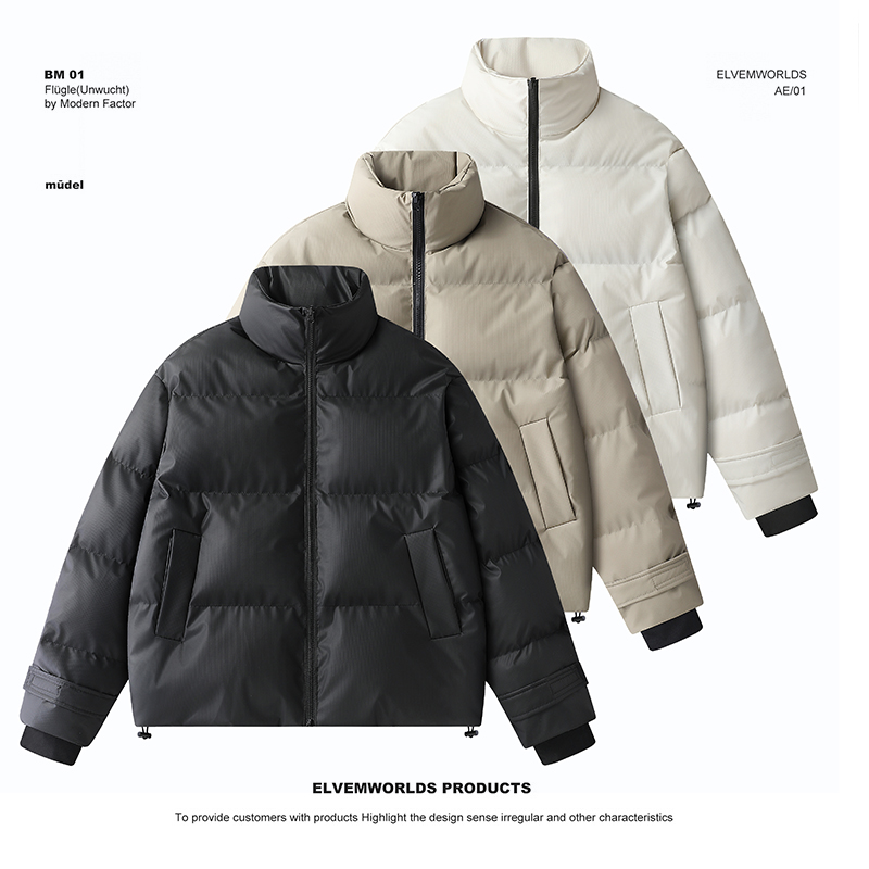 高街痞帅定制【软皮面料】立领双拉链保暖加厚面包服棉衣棉服G058