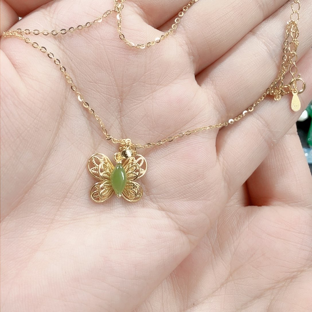 和田玉银S925镶嵌颈饰