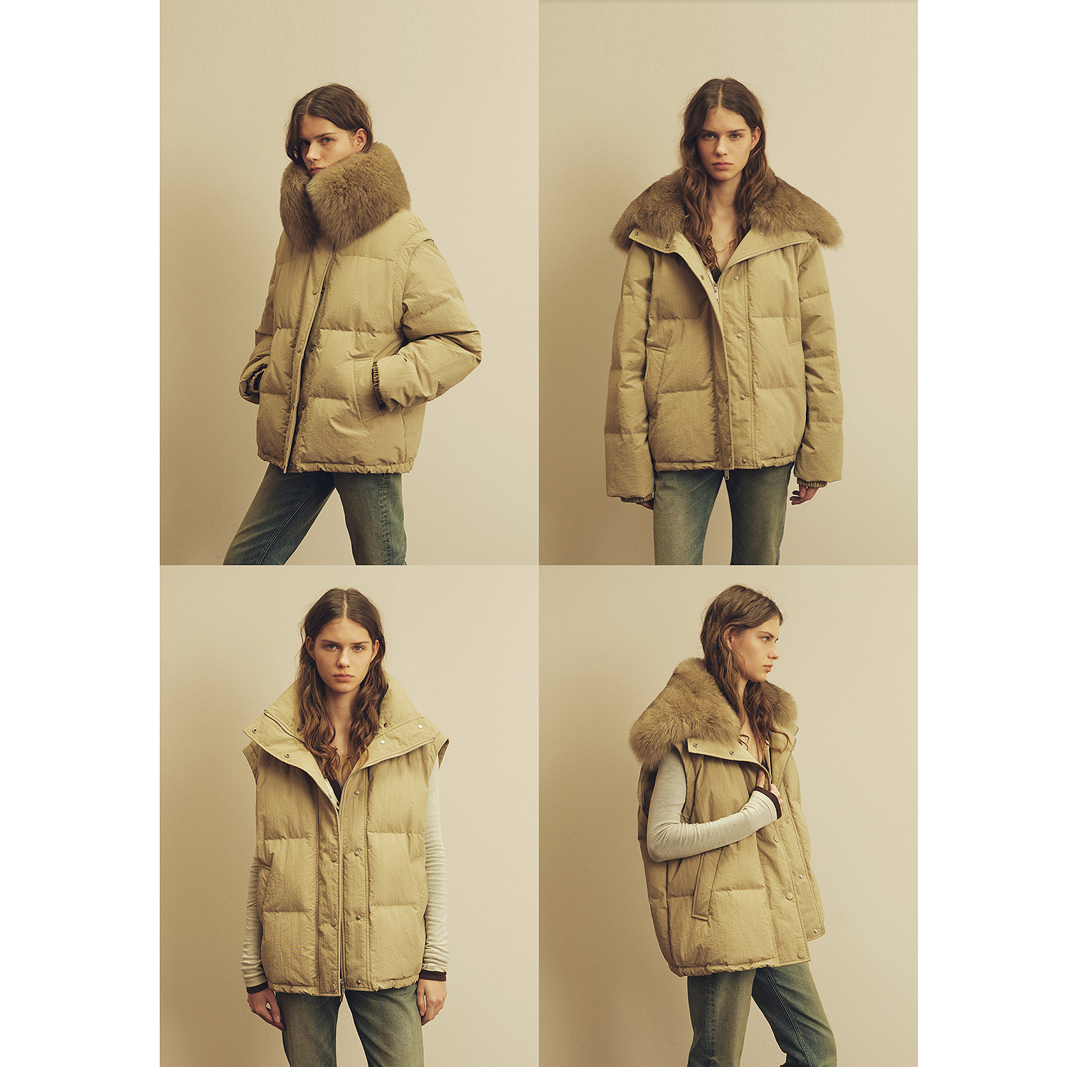 付智恩 榛果森屿 狐狸毛领鹅绒皮草派克外套