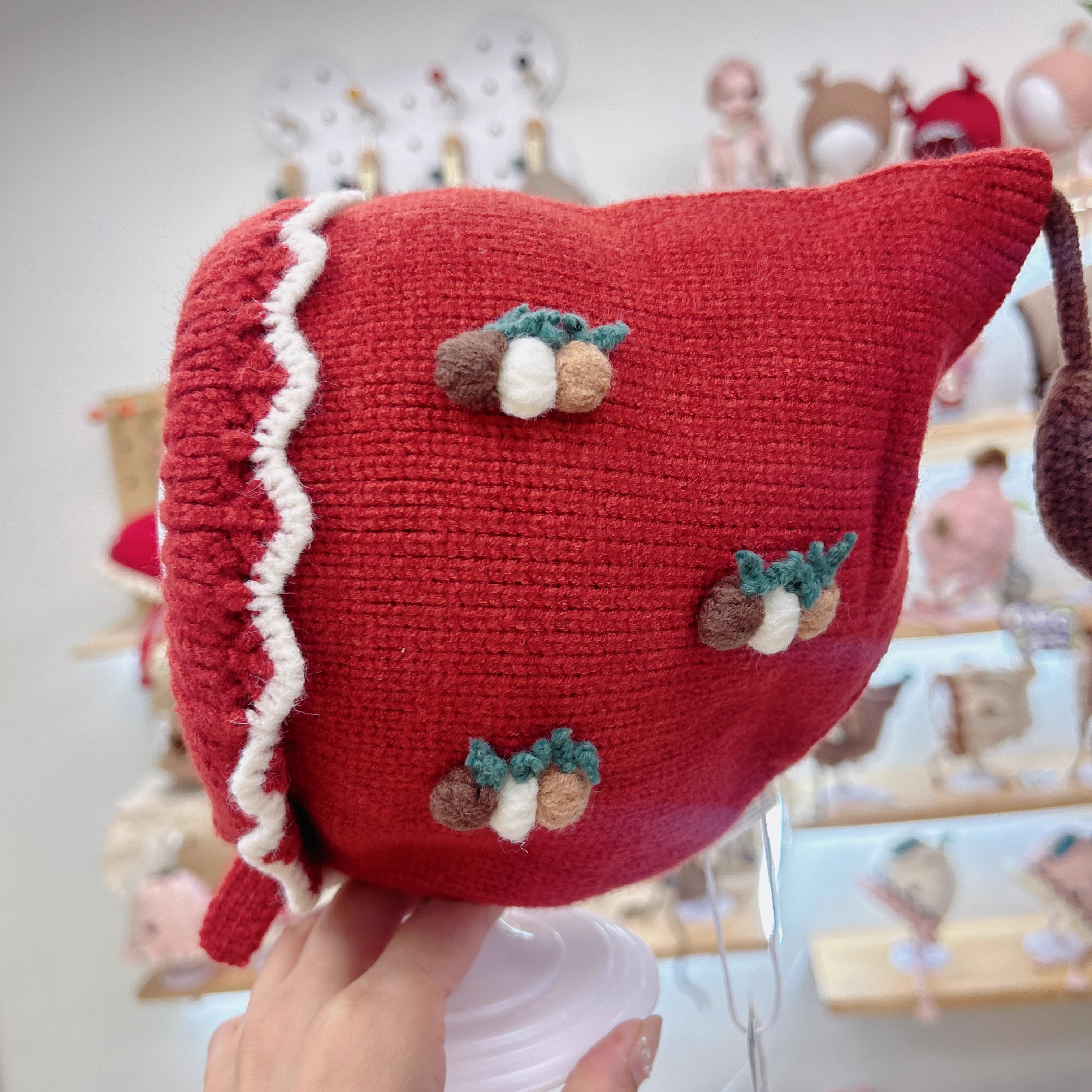 嘟嘟啦婴儿帽子秋冬款保暖针织毛线帽可爱小花朵精灵帽时尚针织帽