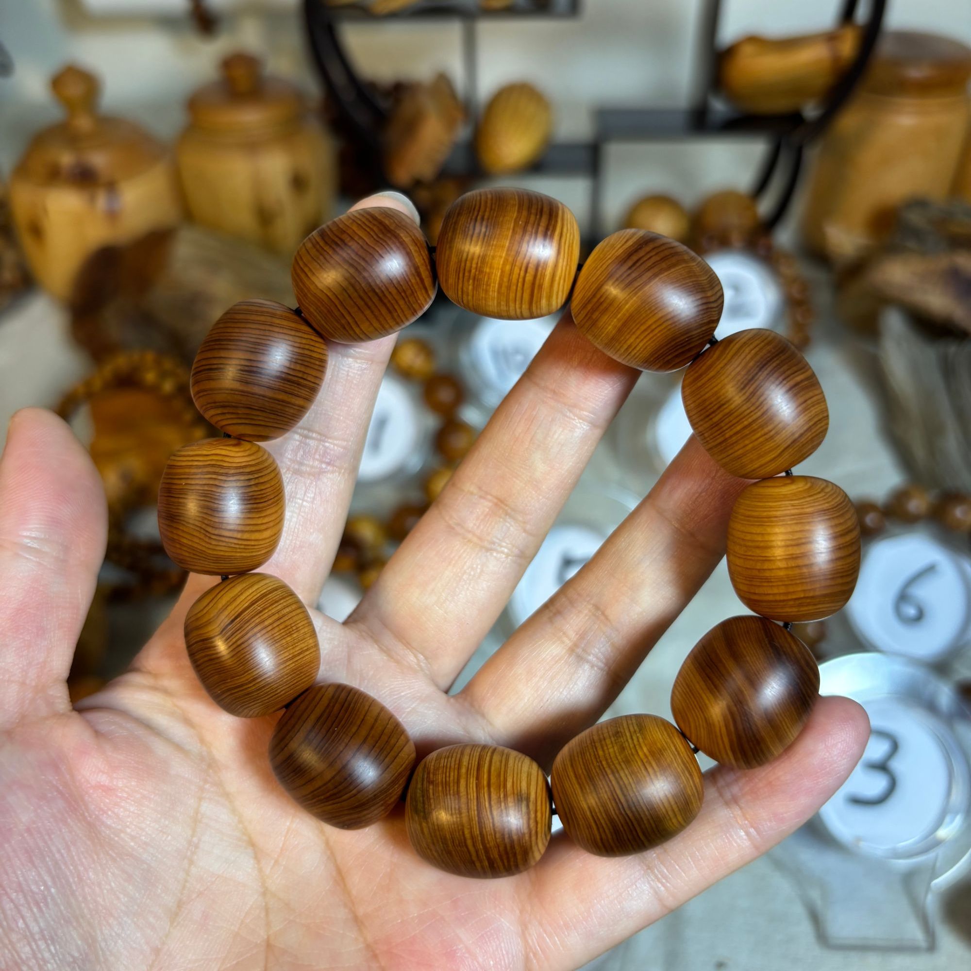 1.8枣珠崖柏手串陈化老料高密高油佛珠文玩收藏木质