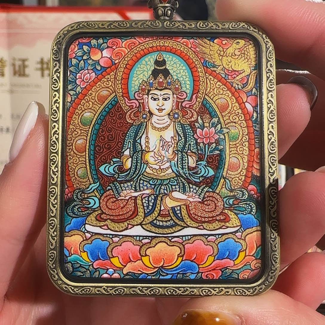 装裱画纯手绘天然矿料 大势至 普华东智绘