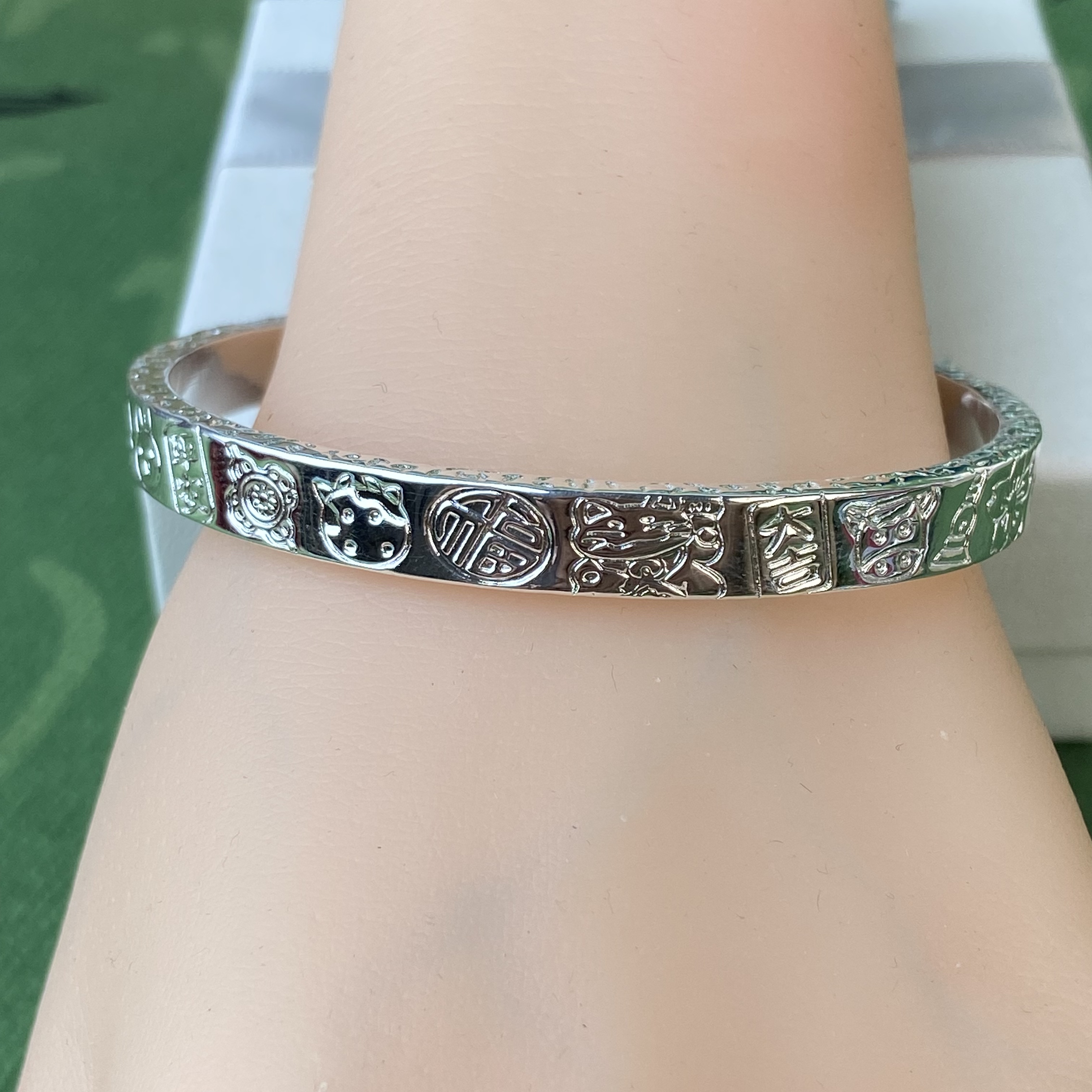 足银手镯 11号-猫咪亮面吉言【开口】手镯