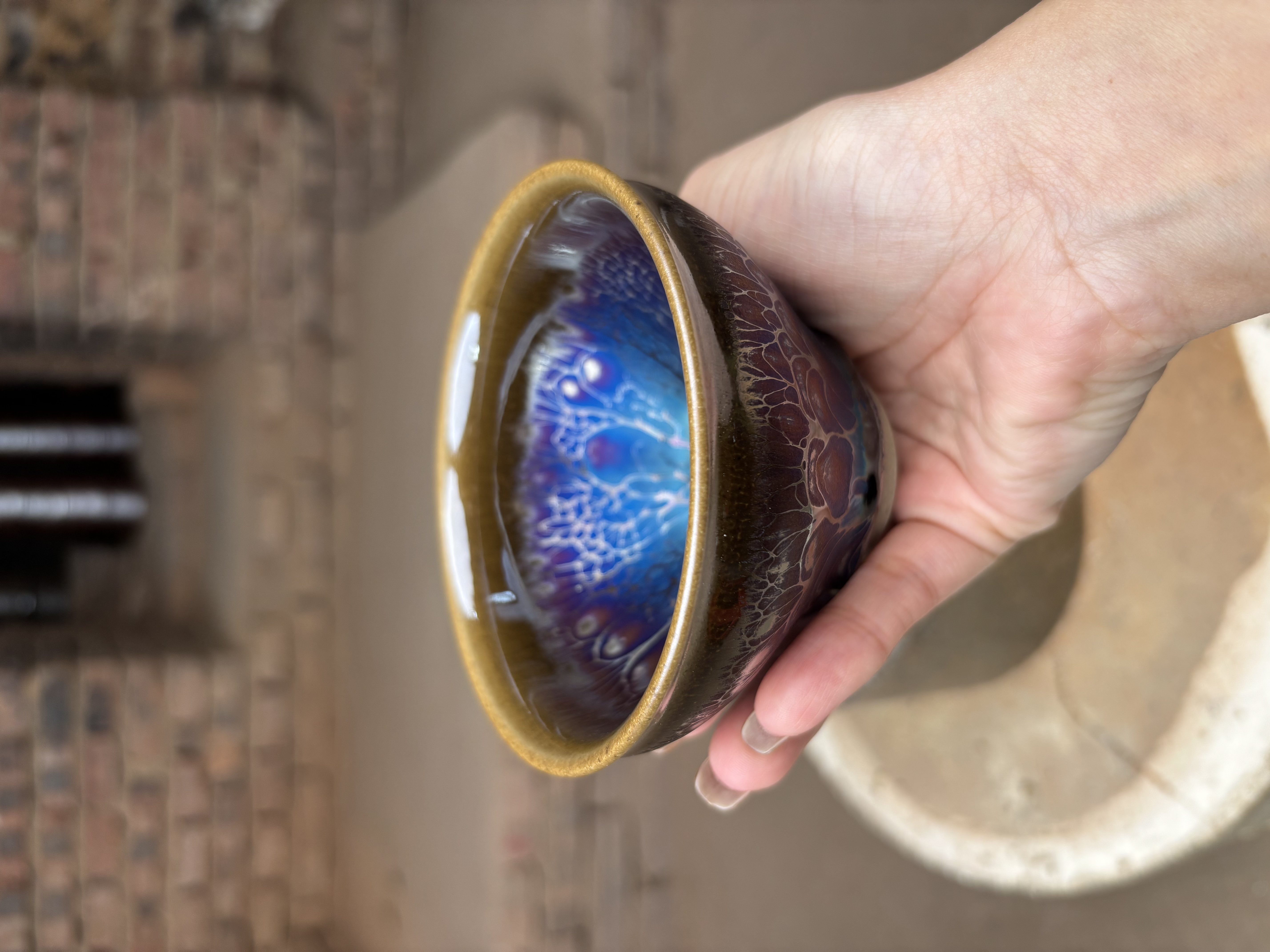 闪购建窑建盏油滴系列：七彩龙鳞茶器主人杯礼盒装带溯源证书电烧 