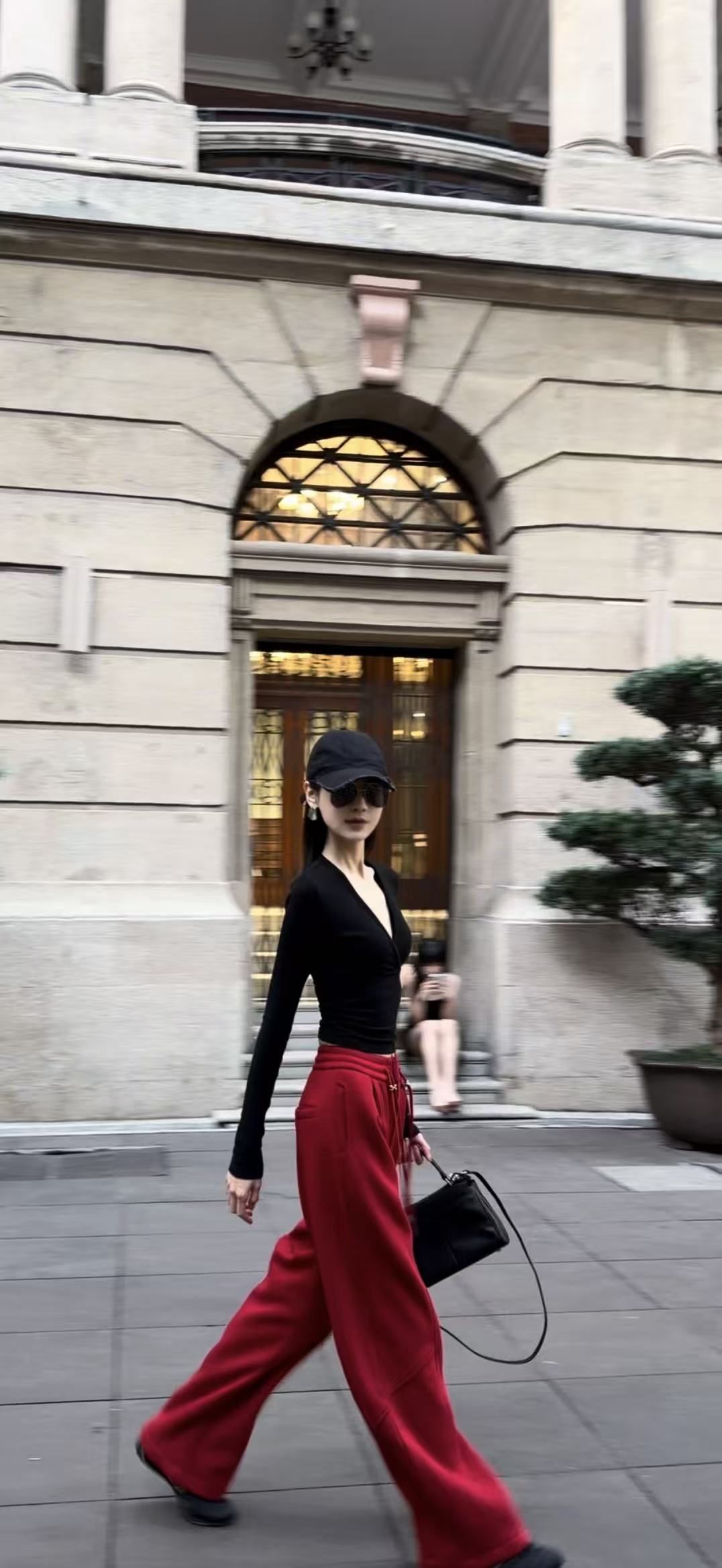 PP Fashion-（氛围感红色）重工加绒保暖抽绳卫裤