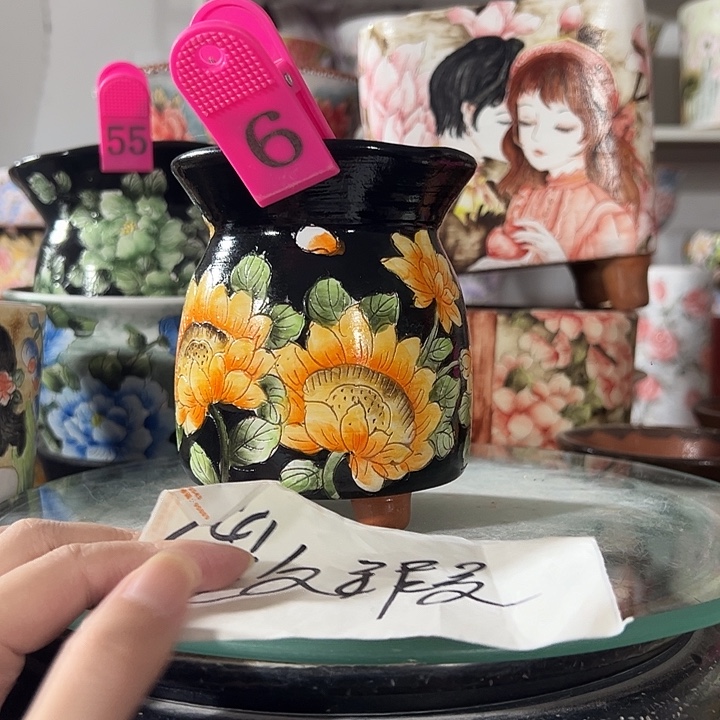 景德镇手绘花盆 满38包邮