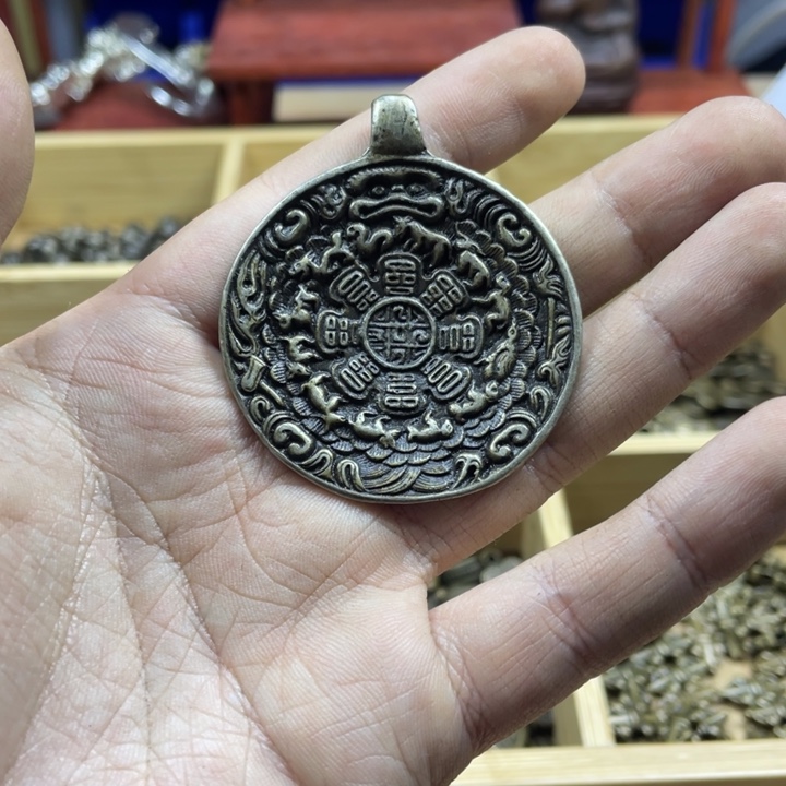 藏传黄利马九宫一个手工翻砂