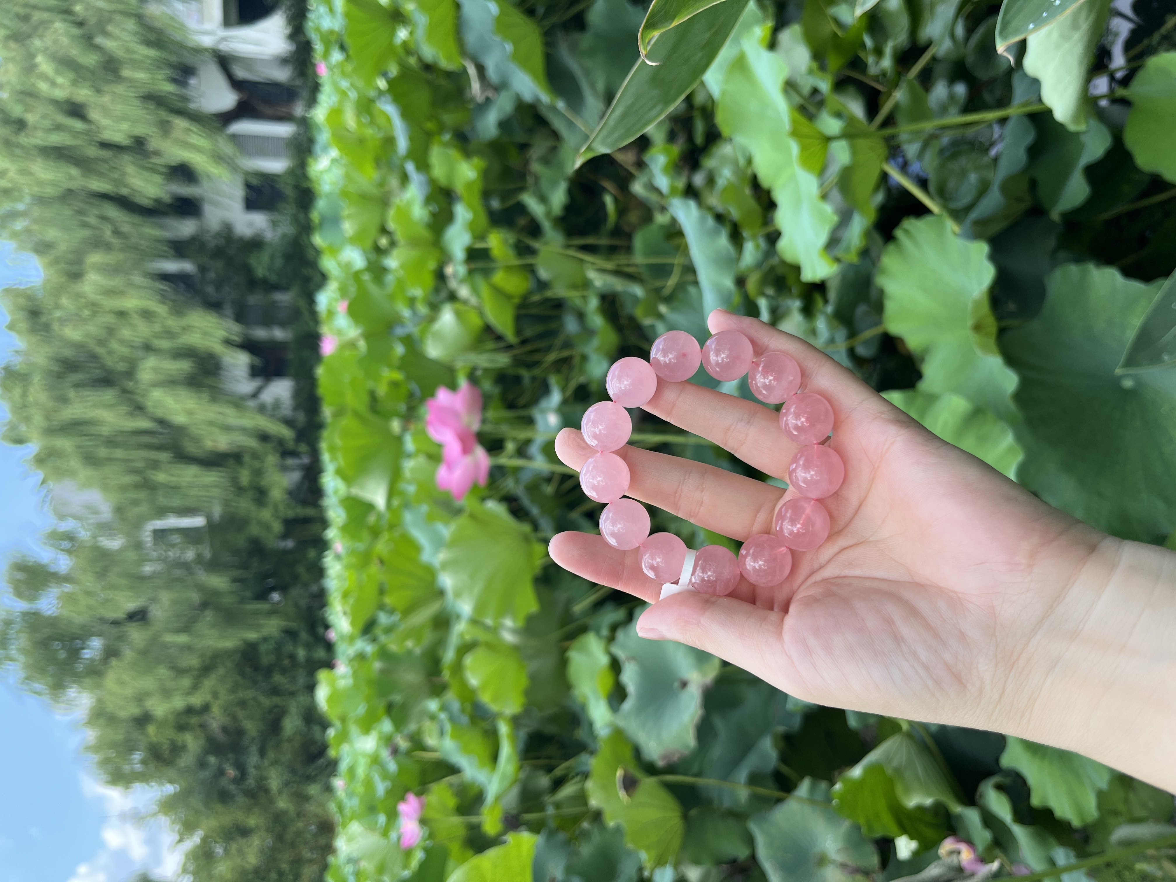 天然粉水晶手串时尚百搭