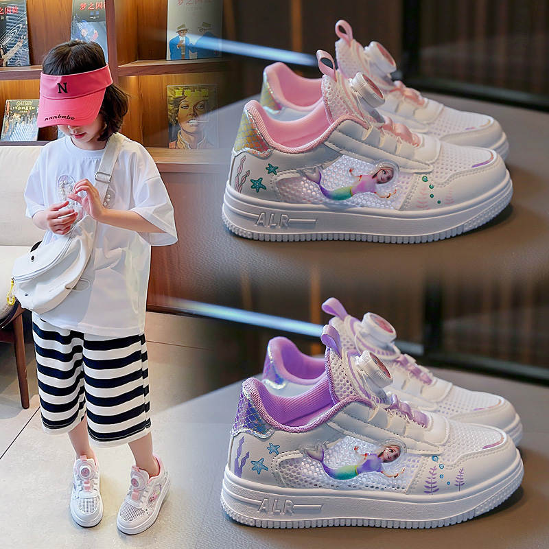 夏季女透气夏季透气公主板鞋中大童女孩鞋子女童