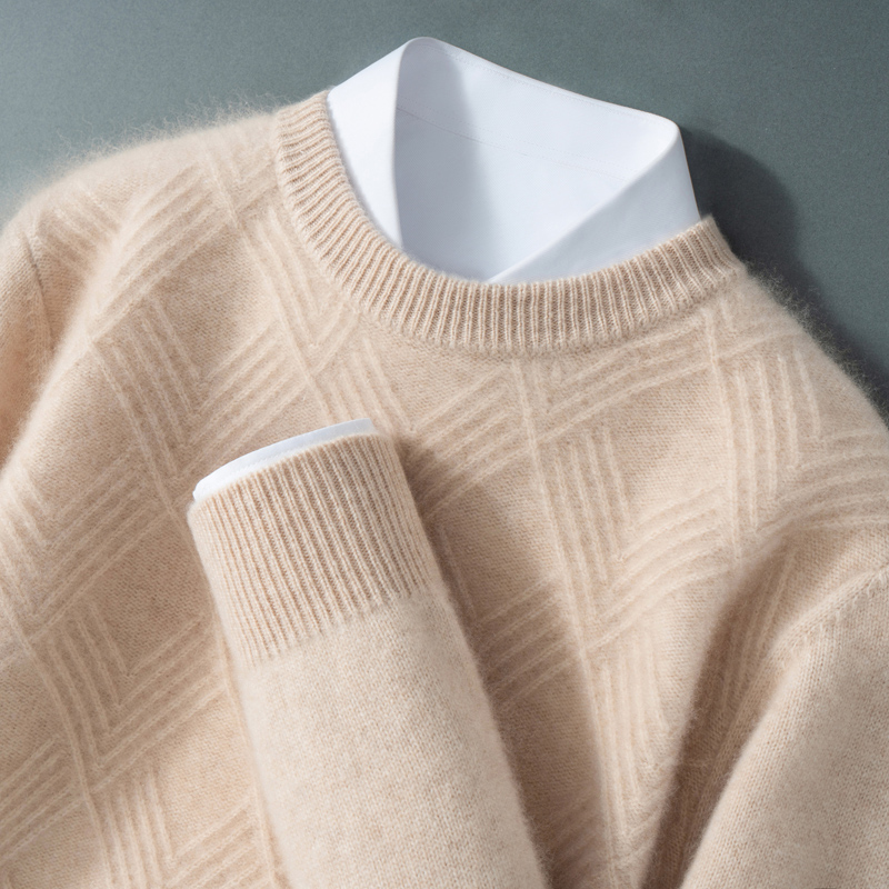 【300g】男士100纯羊毛圆领菱形男士休闲商务D808