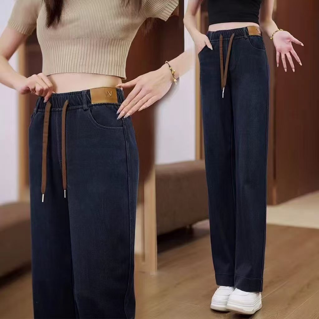 【运费补贴】新款秋冬加绒加厚外穿弹力休闲大码中老年妈妈牛仔裤