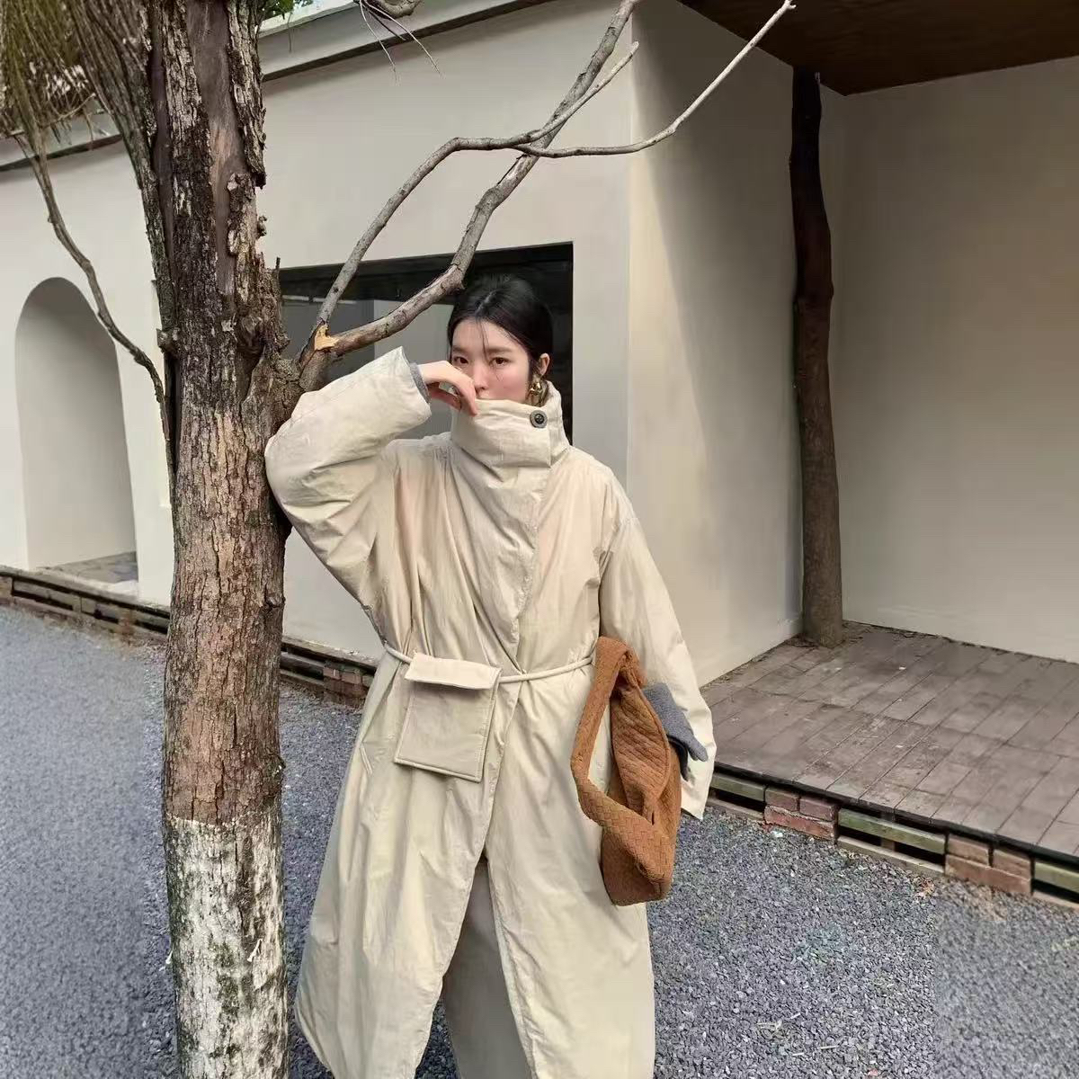 【韩货】慵懒配包风衣羽绒服