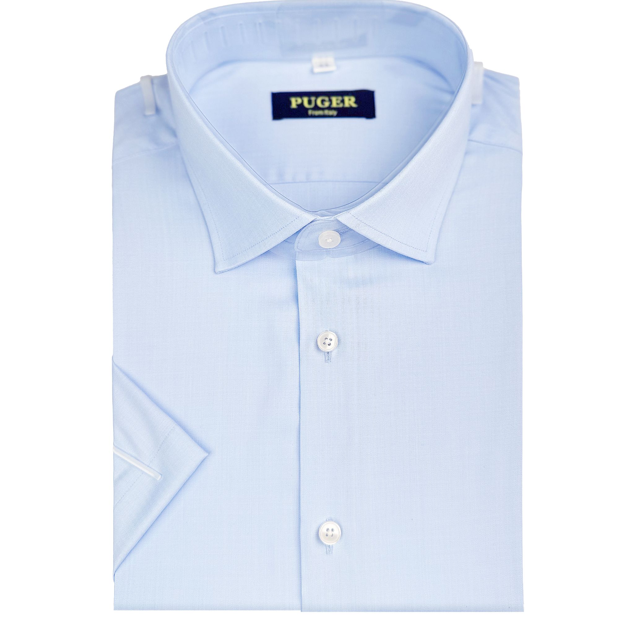 PUGER/普格尔25新轻奢风男士休闲商务桑蚕丝短袖免烫速干衬衫夏季