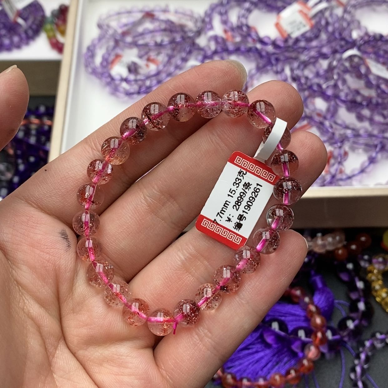 【闪购商品】水晶手链未镶嵌。****胃天然晶草莓