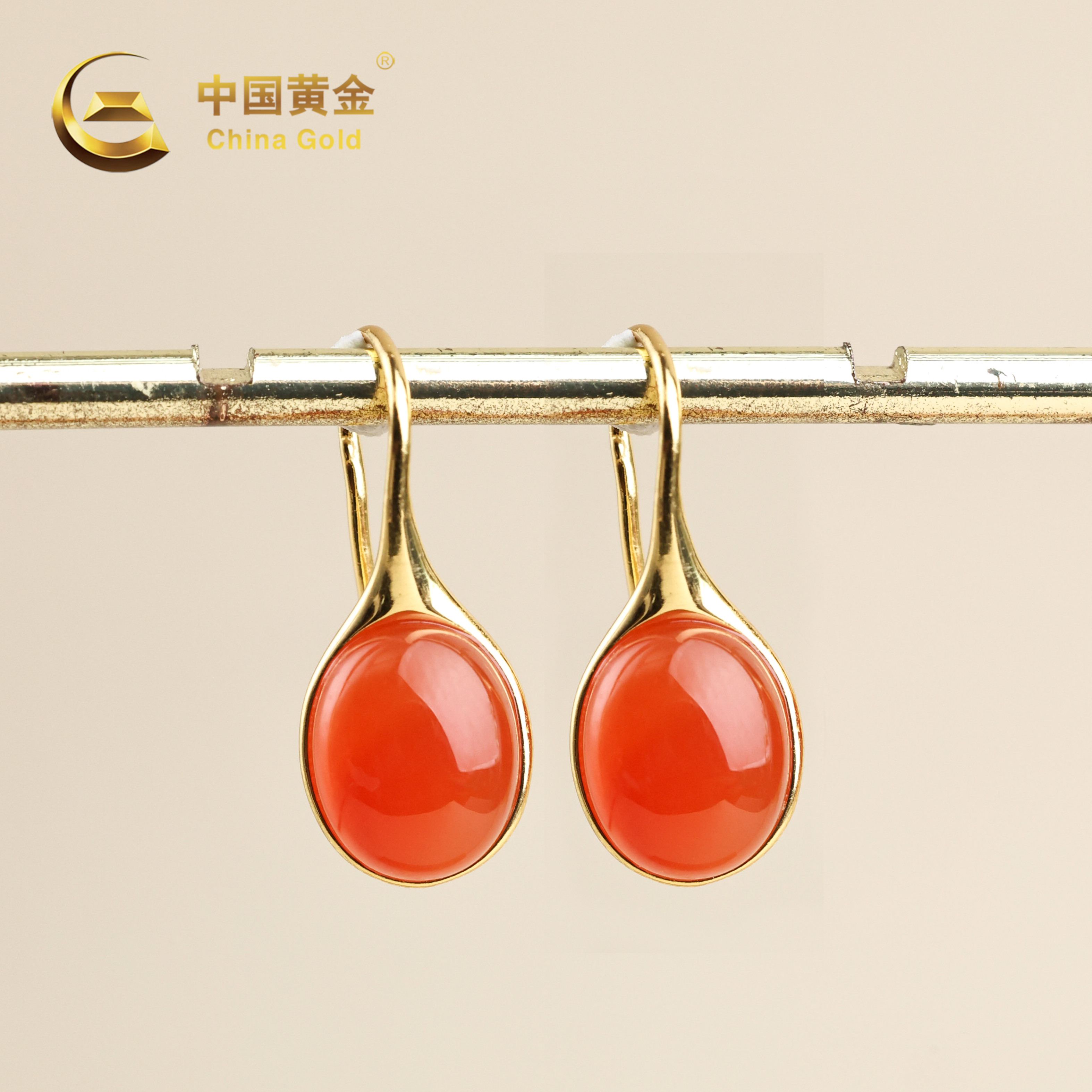 【中国黄金】红瑜 | 南红*耳饰*S925银镶嵌-R2029-臻