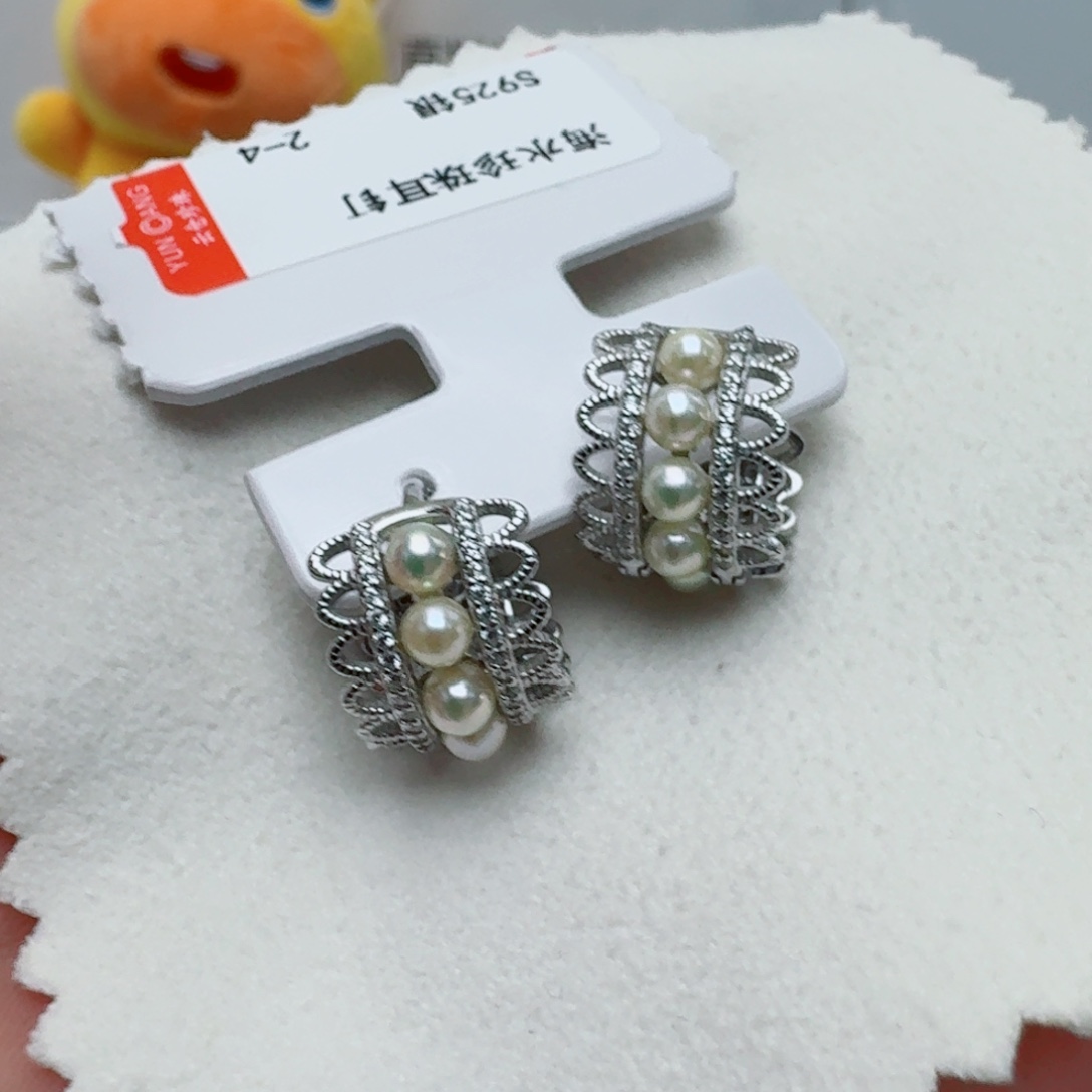 e***n耳饰海水珍珠银S925镶嵌@@ye450