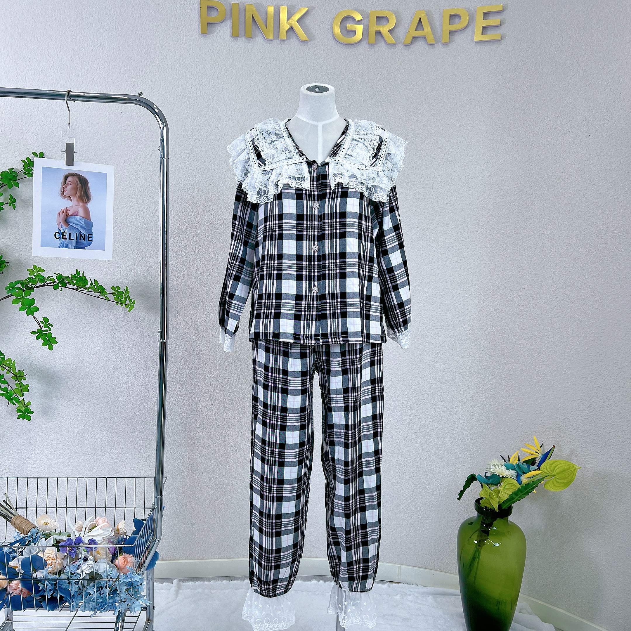 pinkgrape【倩丝执夏】新款睡衣女春夏纯棉甜美家居服2478332睡衣女