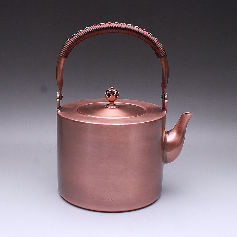 2L大容量素面紫铜铜壶加厚家用烧水壶铜壶茶壶水桶形立把手工制作