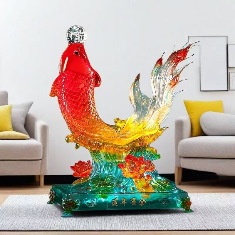 富贵年年有余桌面摆件客厅旺宅装饰电视柜台面茶几办公室桌工艺品