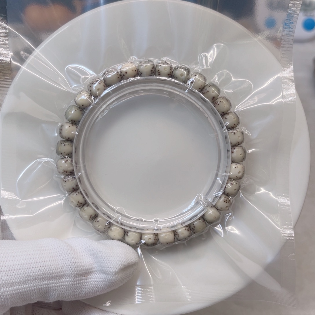 星月菩提手串7×6石玉青灰糯冰大留白月朗星稀同枝果海南料