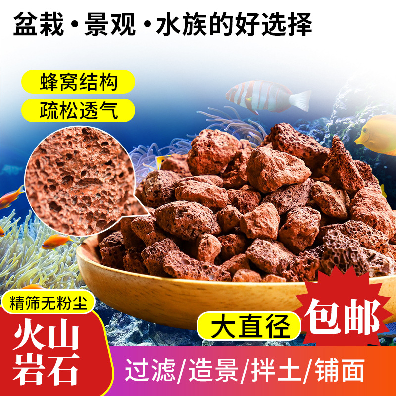 天然火山石鱼缸造景底砂铺面石装饰颗粒生态缸多肉铺底用
