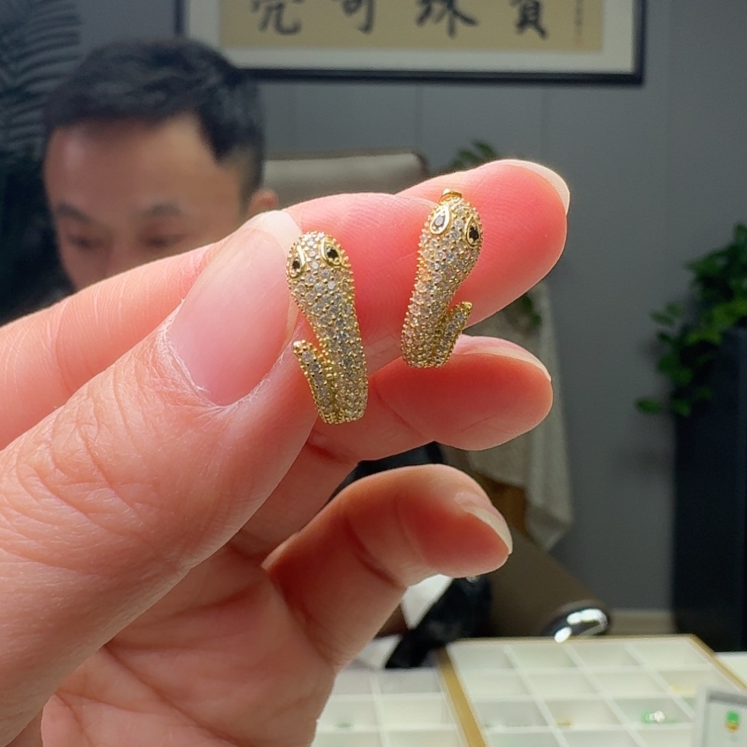 翡翠银S925镶嵌耳饰银耳包