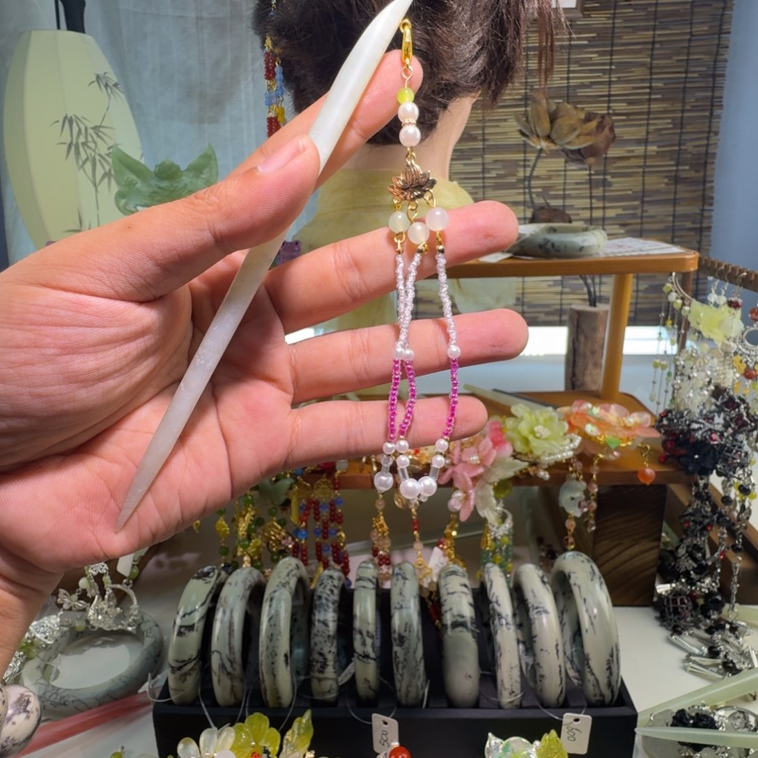 蛇纹石玉合金发饰